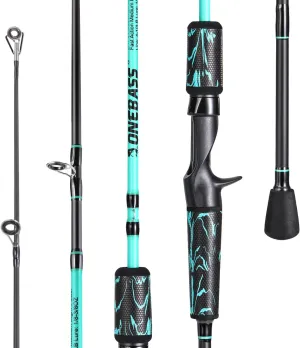 One Bass Spinning Rod & Casting Rod, High Performance IM6 Graphite Fishing Pole for Bass Fishing,2- Piece Desgin for Travel