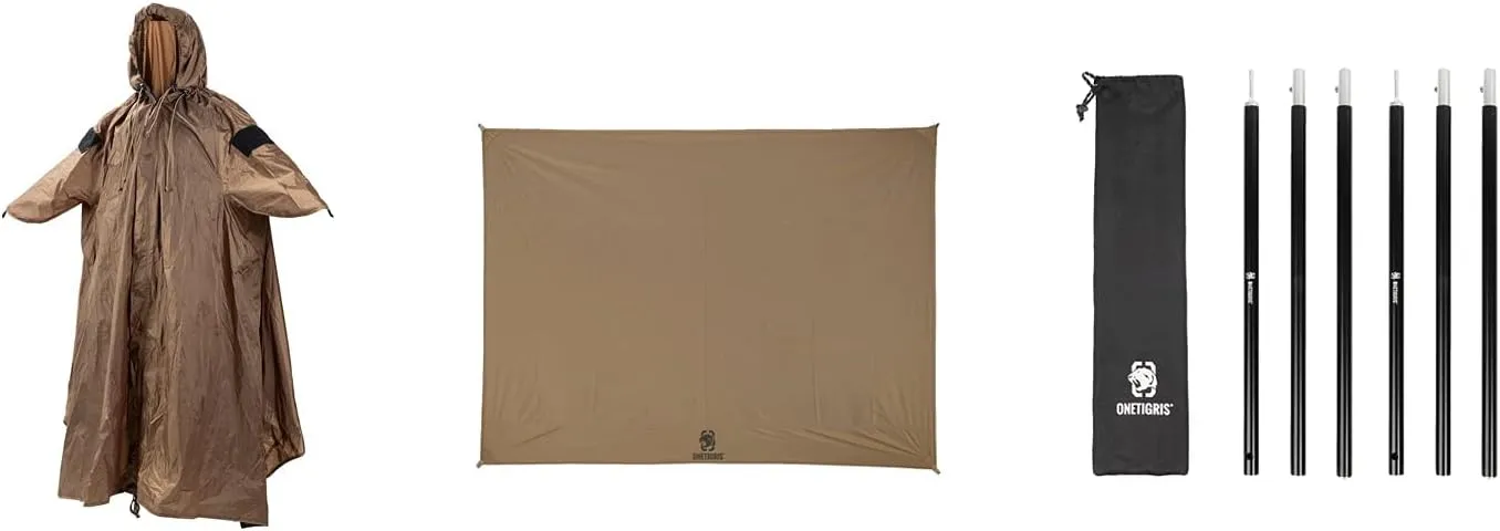 OneTigris TENTSFORMER Military Poncho   Waterproof Tent Footprint   Tent Poles (1.25m)