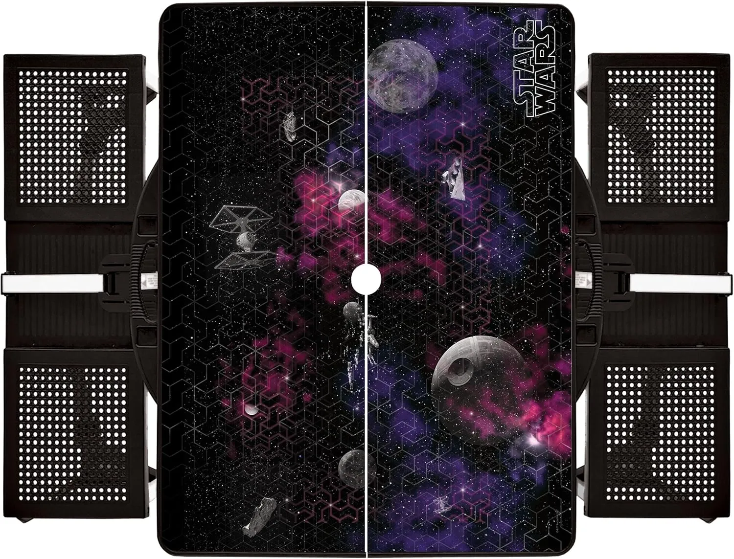 ONIVA - a Picnic Time brand - Star Wars Death Star Folding Picnic Table - Camping Table - Outdoor Table with Umbrella Hole, (Black)