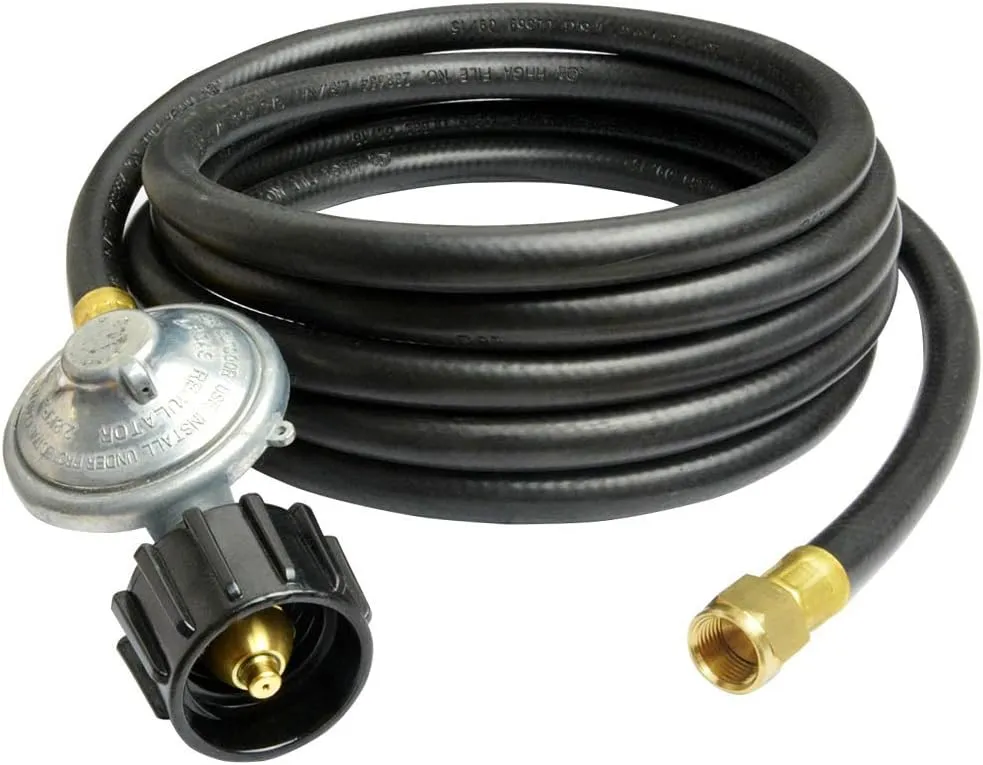 Onlyfire Universal QCC1 Low Pressure Propane Regulator with 12 ft hose for Most LP Gas Grill, Patio Heater and Fire Pit Table, 3/8" Female Flare Nut