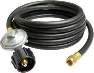 Onlyfire Universal QCC1 Low Pressure Propane Regulator with 12 ft hose for Most LP Gas Grill, Patio Heater and Fire Pit Table, 3/8" Female Flare Nut