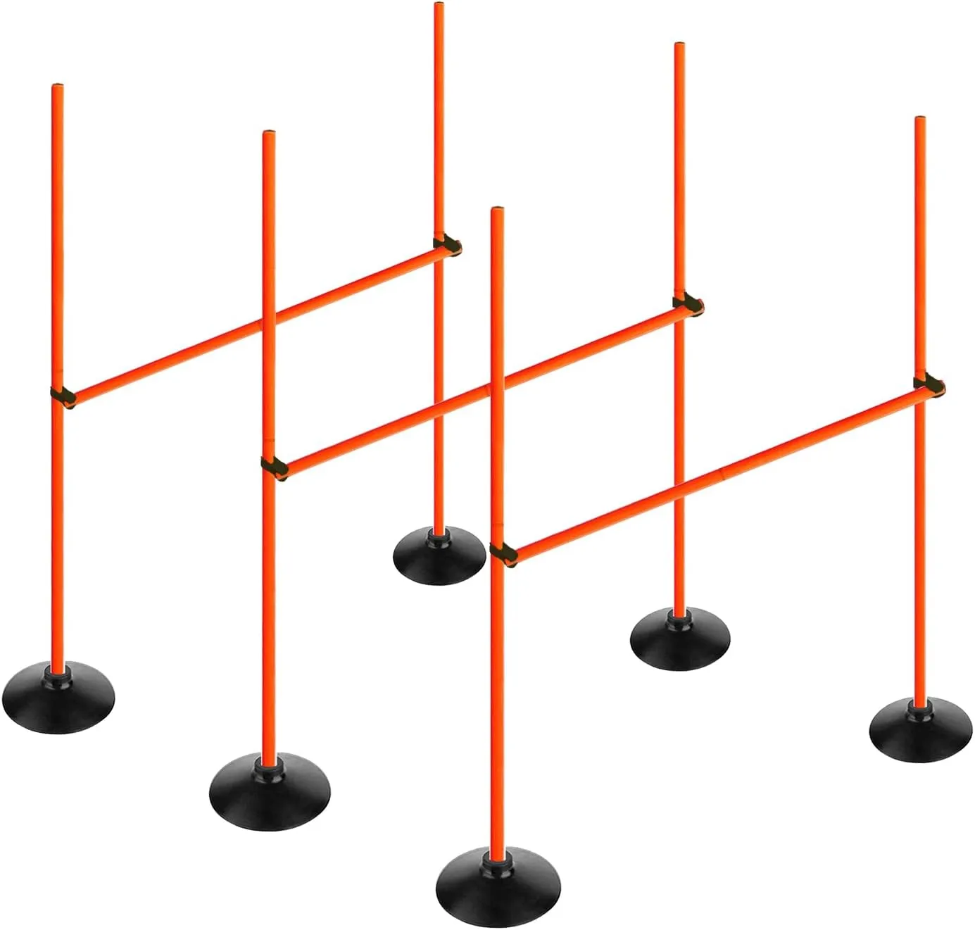 Orange Adjustable Height Agility Hurdle Set Multi-Function Soccer Trainning Pole Set Coaching Sticks with Rubber Base