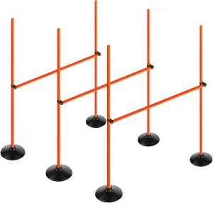 Orange Adjustable Height Agility Hurdle Set Multi-Function Soccer Trainning Pole Set Coaching Sticks with Rubber Base