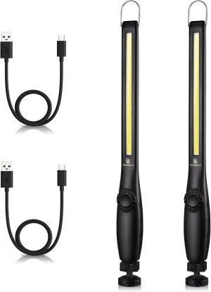 ORHOMELIFE LED Work Light 800 lumens 3300mAh Rechargeable Work light Magnetic Flashlight COB Work Light Handheld Portable Worklight Inspection Light for Car Repair Machine Garage Emergency(2 pack)