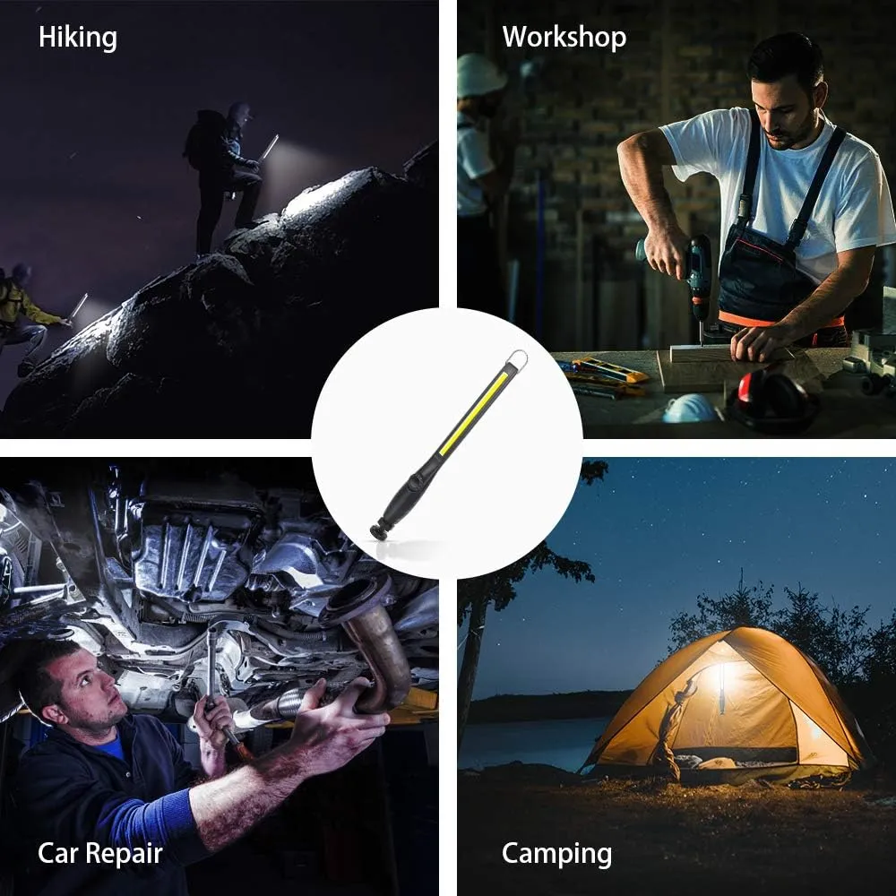 ORHOMELIFE LED Work Light 800 lumens 3300mAh Rechargeable Work light Magnetic Flashlight COB Work Light Handheld Portable Worklight Inspection Light for Car Repair Machine Garage Emergency(2 pack)