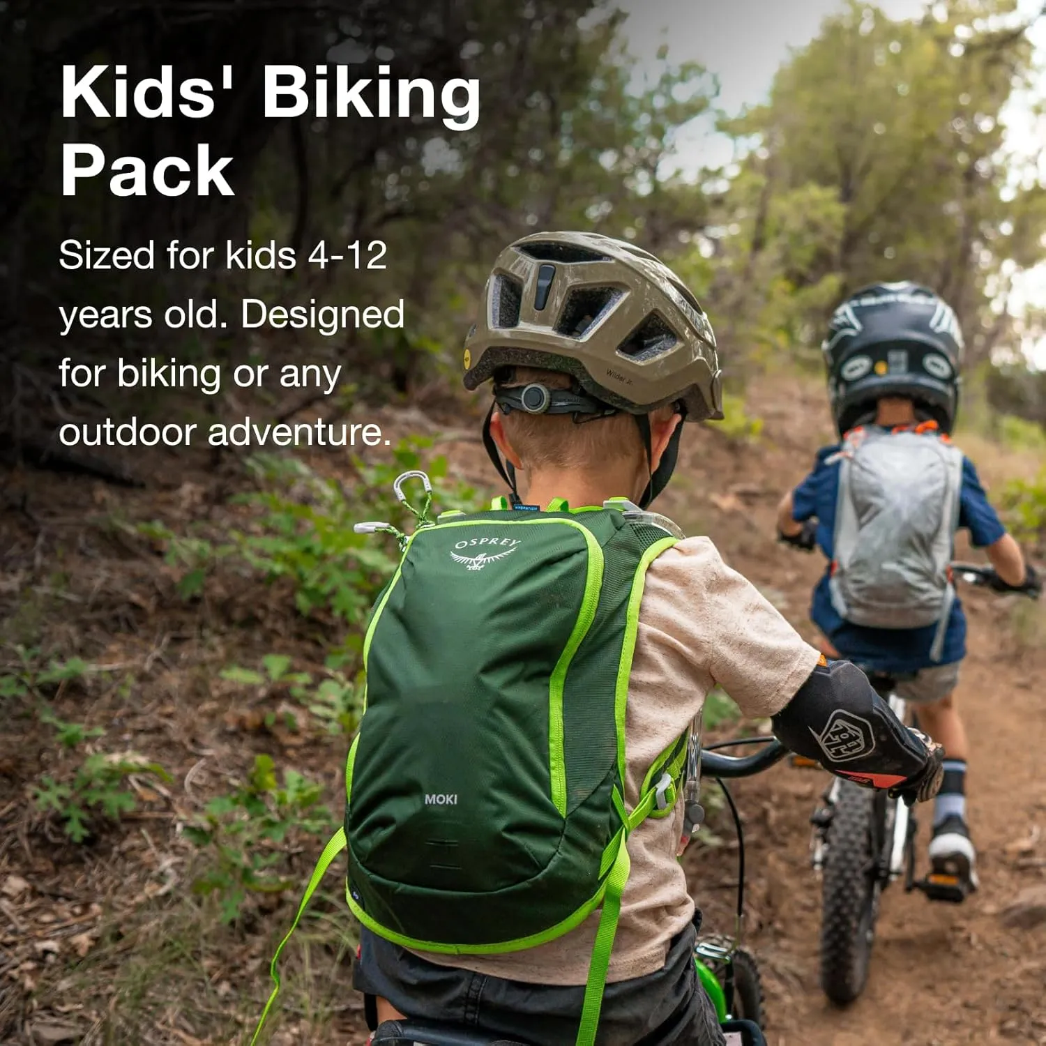 Osprey Moki 3L Kids' Biking Backpack with Hydraulics Reservoir, Green Canopy