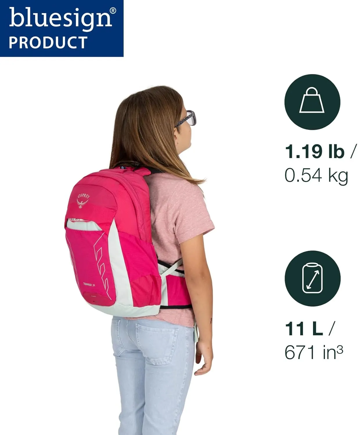 Osprey Tempest Jr Girl's Lightweight Hiking Backpack, Hotspot Pink