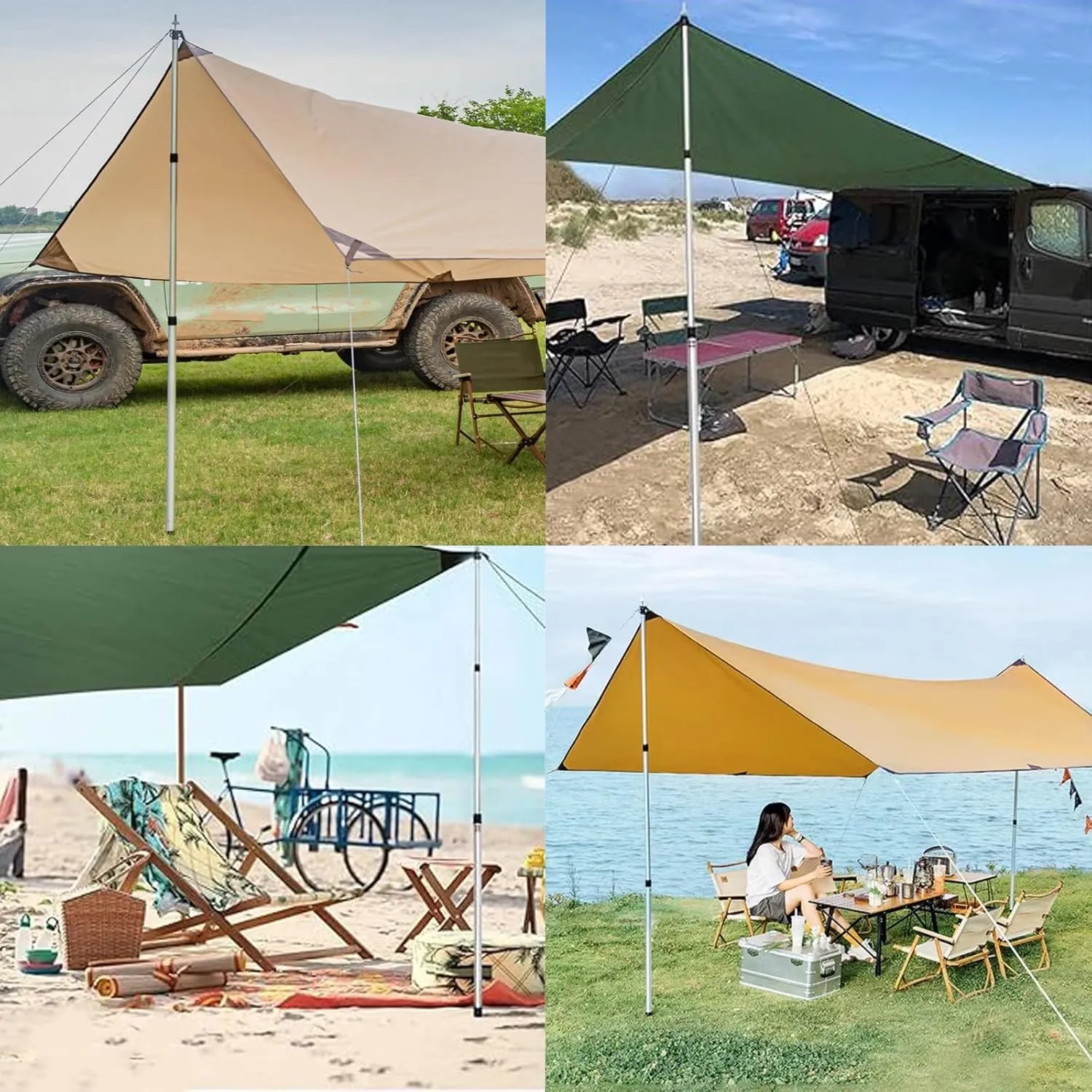 Outdoor Activities Telescoping Awning Poles, Lightweight Aluminum Alloy Camping Tarp Poles Twist Lock Design, Adjustable Tent Poles for Barbecue/Picnic(Silver Telescopic 1 pc)
