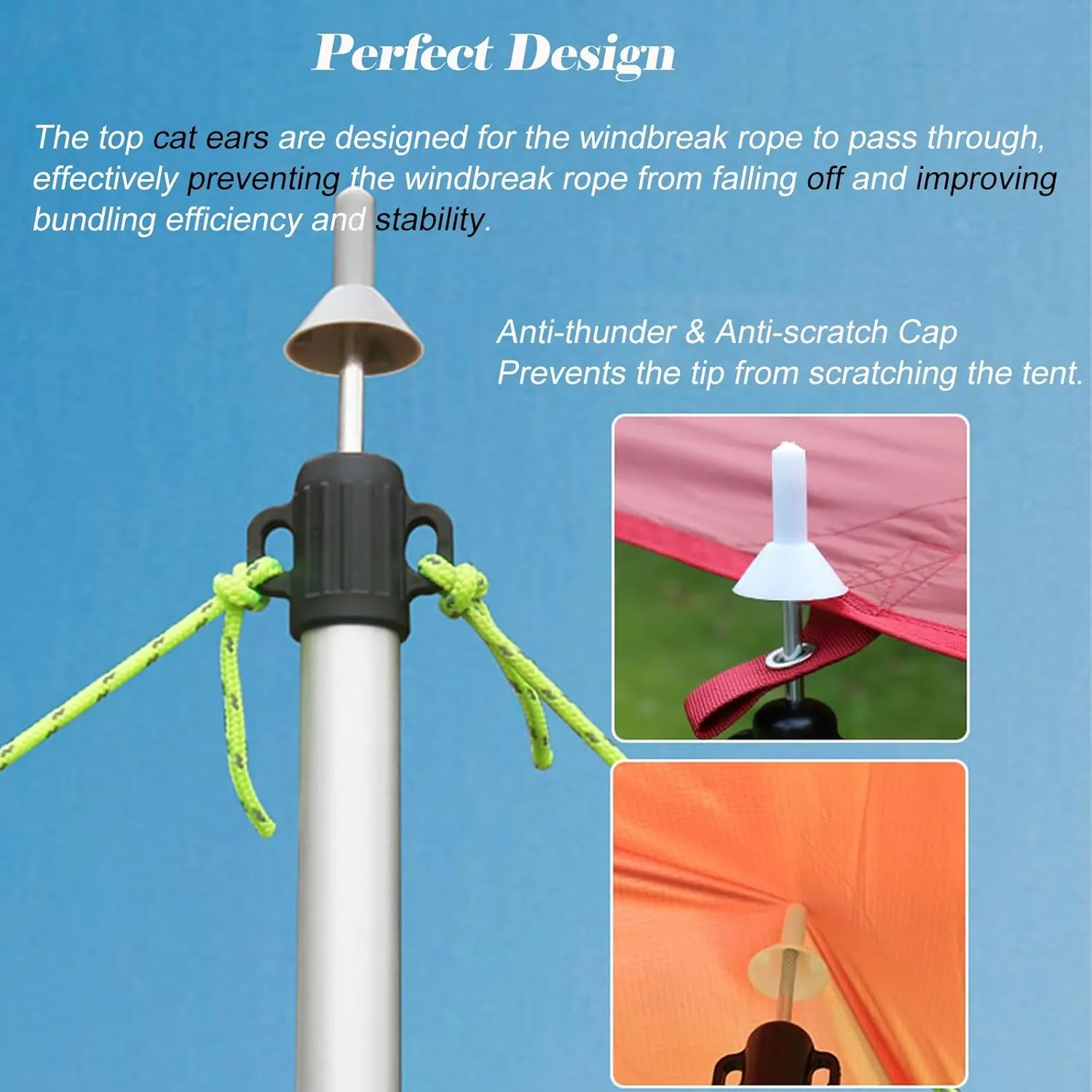 Outdoor Activities Telescoping Awning Poles, Lightweight Aluminum Alloy Camping Tarp Poles Twist Lock Design, Adjustable Tent Poles for Barbecue/Picnic(Silver Telescopic 1 pc)