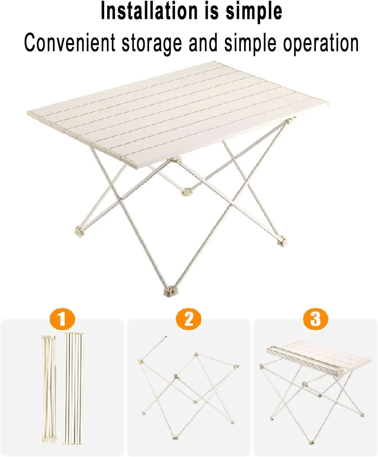 Outdoor aluminum alloy folding table, aluminum portable roller shutter table with large capacity storage bag, outdoor mini folding table with frosted technology, suitable for camping, exploring, etc.