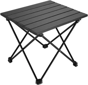 Outdoor aluminum alloy folding table, aluminum portable roller shutter table with large capacity storage bag, outdoor mini folding table with frosted technology, suitable for camping, exploring, etc.