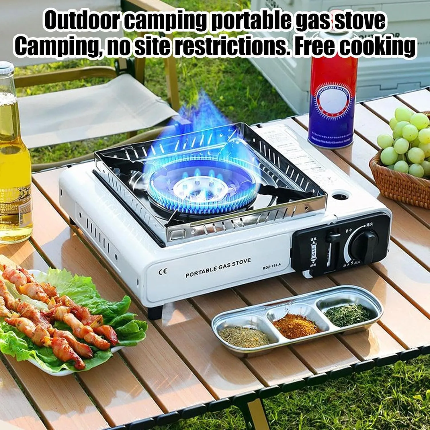 Outdoor Camp Stove - Portable Cooking Burner for Camping Trips, 2900W Adjustable Flame Cooker with Compact Design, Easy Grill Gadget for Hiking, Tailgate Parties, BBQs, Backyard Meals