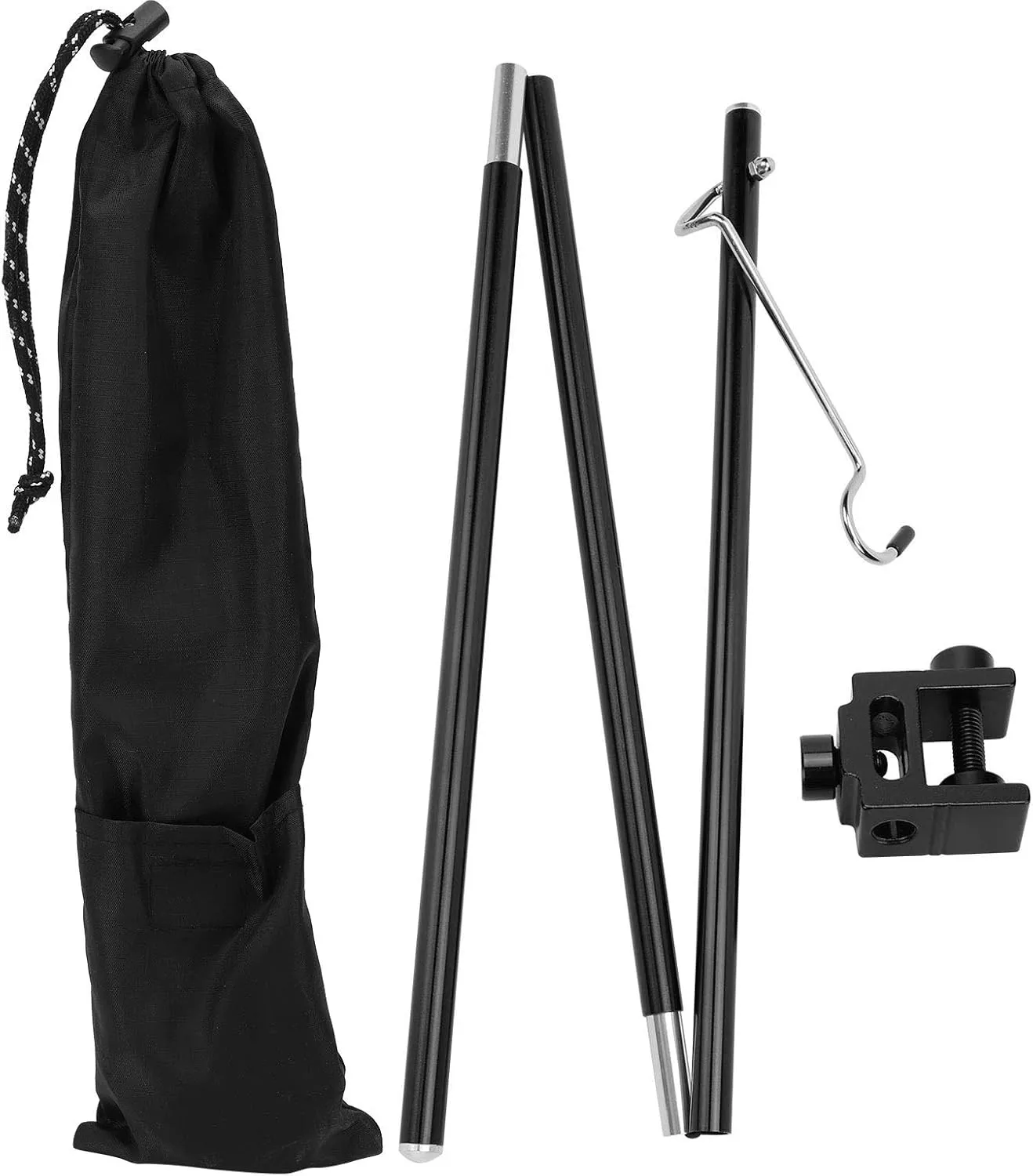 Outdoor Camping Lamp Pole | Foldable Aluminum Alloy Stand for Lamps/Lanterns | Adjustable Height 1-3ft | Portable with Storage Bag | Fits Tables up to 1.0in Thick