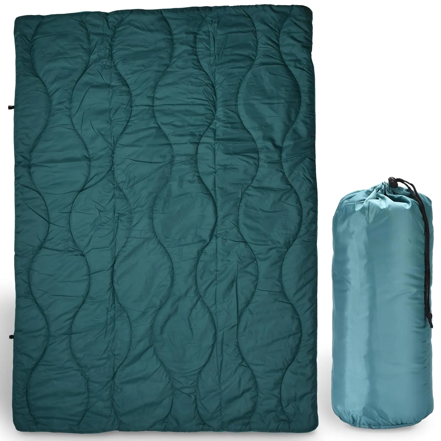 Outdoor Camping Travel Blanket - Cold Weather Nylon Blanket Camping Blanket for Road Trips, Camping, Hiking and Backpacking - Lightweight, Compact and Packable - Camping Gifts - Blue