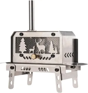 Outdoor Firewood Stove with Chimney Aromatherapy Holder, Stainless Steel Camping Wood Stove for Backpacking Fishing