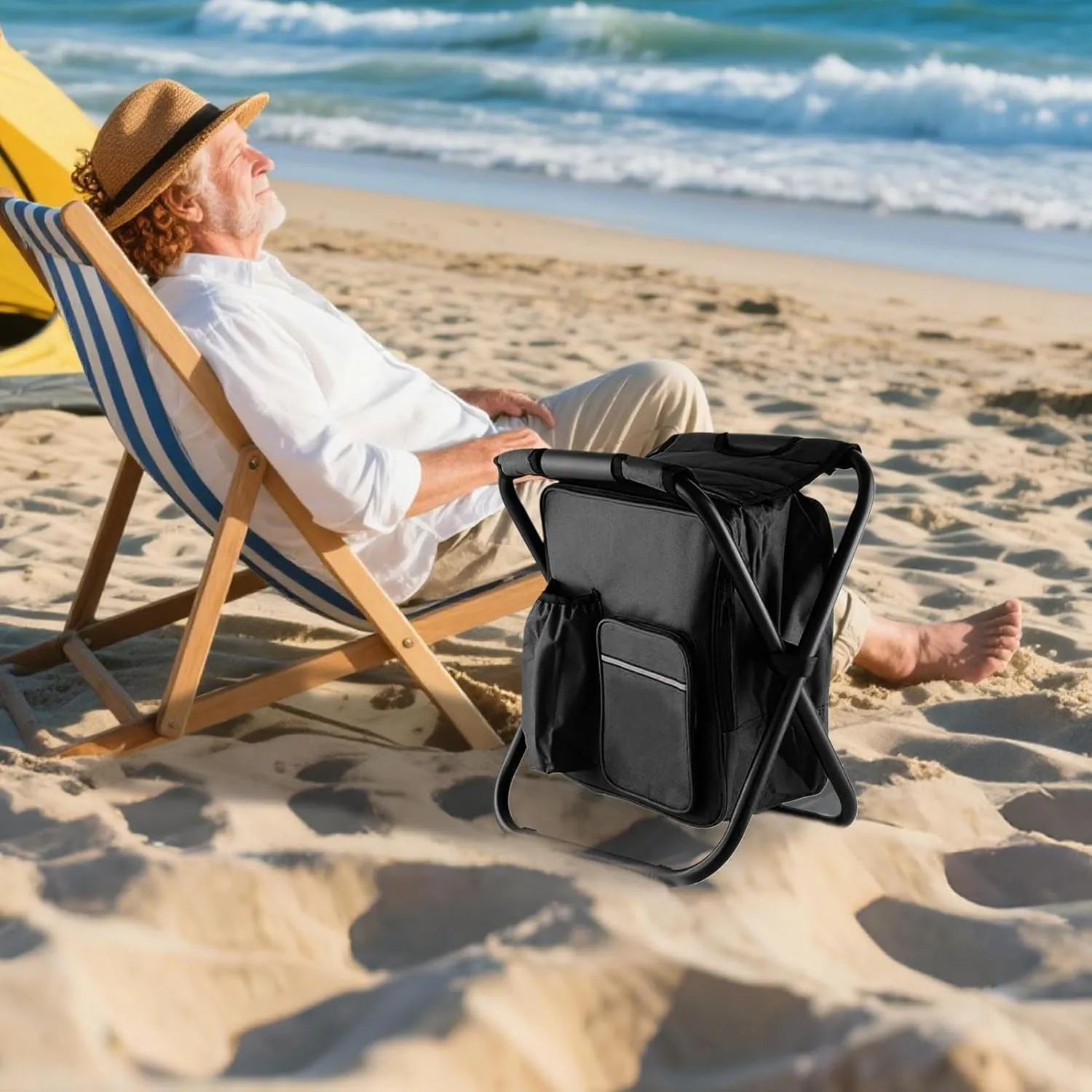 Outdoor Folding Chairs - Folding Camping Chair | Foldable Seats with Wearable Backpack | Backpack Cooler Bag Recliner for Hiking Travel Beach Park Festival Lawn Picnic Porch Fishing