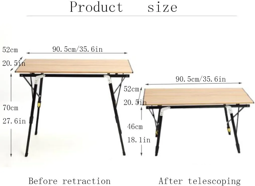 Outdoor Folding Portable Picnic Camping Table Adjustable Height Aluminum Roll Up Table with Carry Bag Lightweight Backpacking Table,Silver