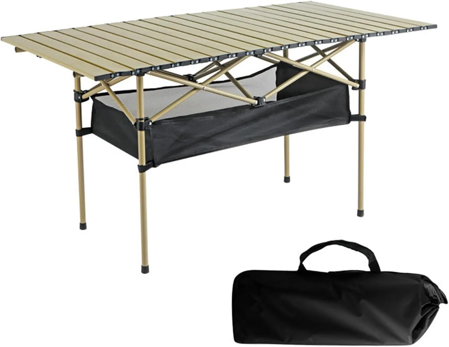 Outdoor Folding Portable Picnic Camping Table, Aluminum Roll Up Table with Convenient Carrying Bag for Indoor, Outdoor, Camping, Beach, Backyard, BBQ, Party, Patio, Picnic Yellow