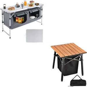 Outdoor Folding Table, Camping Table, Aluminum Camping Side Table, Compact Folding Outdoor Table, BBQ, Party, Picnic, Camping, Hiking, Beach