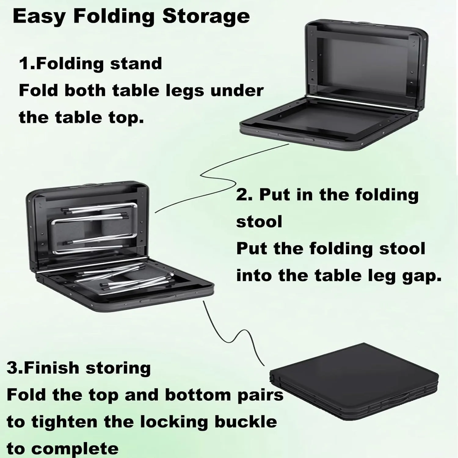 Outdoor Folding Table LargeCarbon Steel Alloy Folding Table, Portable Folding Table, Adjustable Height Table with Carry Handle for Outdoor Indoor Hiking Camp(Green), 120*70*60cm