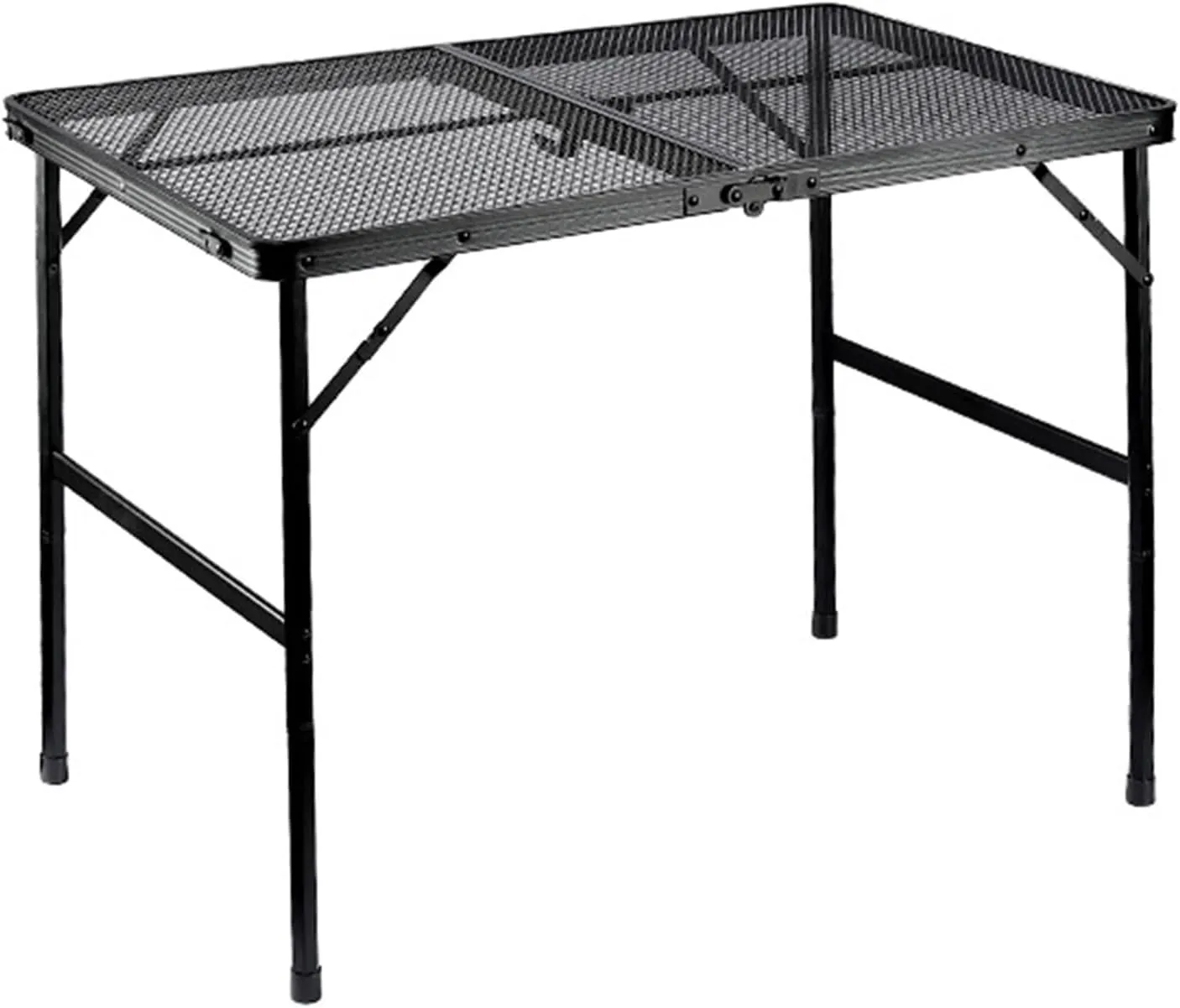 Outdoor Folding Table with Mesh Layer Side Pocket Lightweight Aluminum Alloy Height Adjustable Camping Hiking Picnic BBQ Collapsible Table 1 Set Black