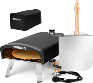 Outdoor Gas Pizza Oven Portable Propane Pizza Grilling Stove with Manual Rotation System, Oven Cover, Pizza Stone and Pizza Peel