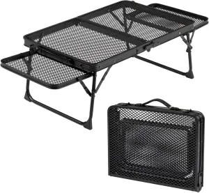 Outdoor Grill Table, Folding Camping Table, Card Table Adjustable Height & Width, Carry Handle for Outdoor, Picnic, Beach, Indoor (3 FT)