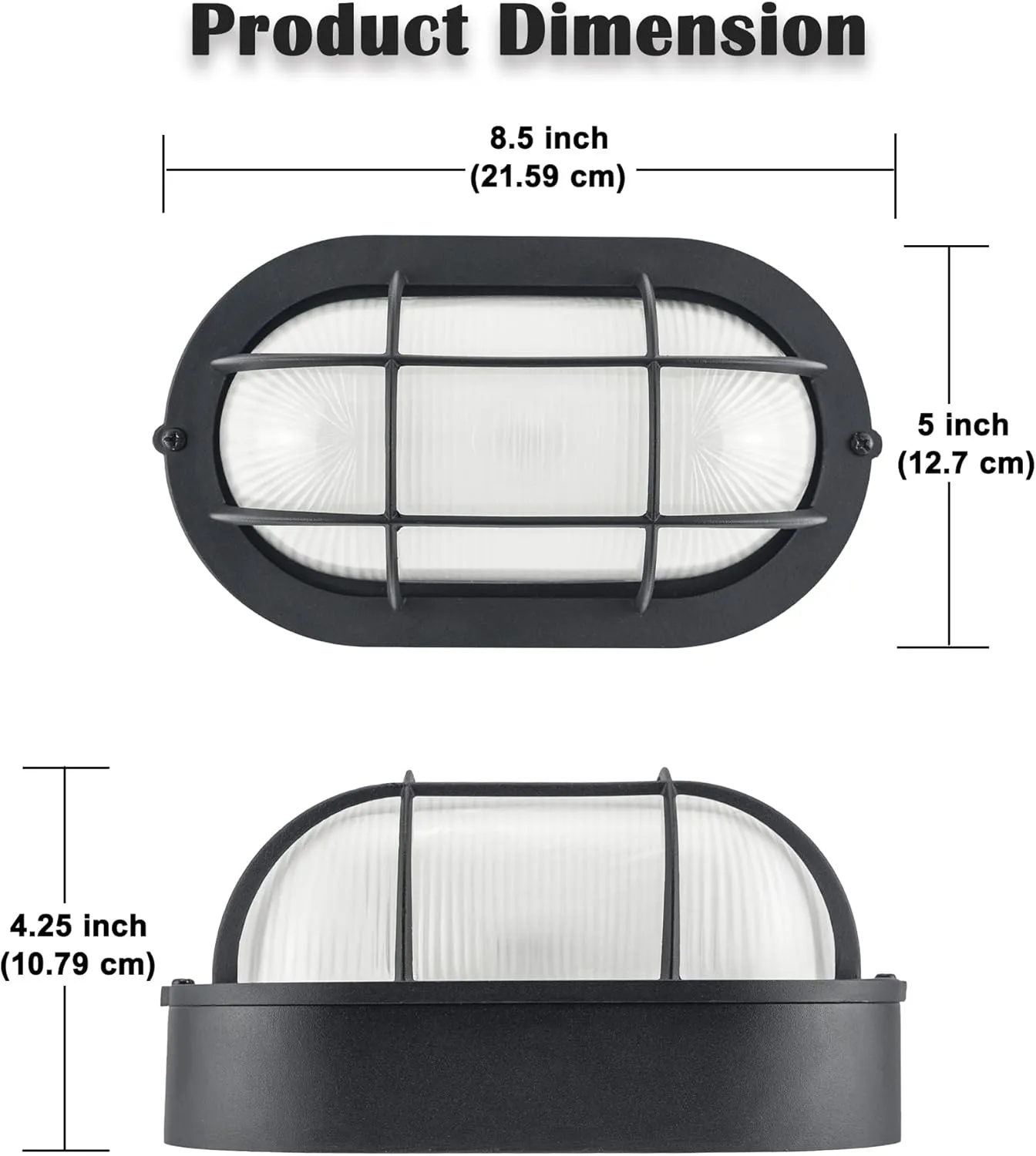 Outdoor LED Bulkhead Light Worked as Outdoor Flush Mount Ceiling Light, Wall Lantern, 6W 520Lumens 5000K Daylight, Dimmable, Aluminum Housing, Black 2 Pack