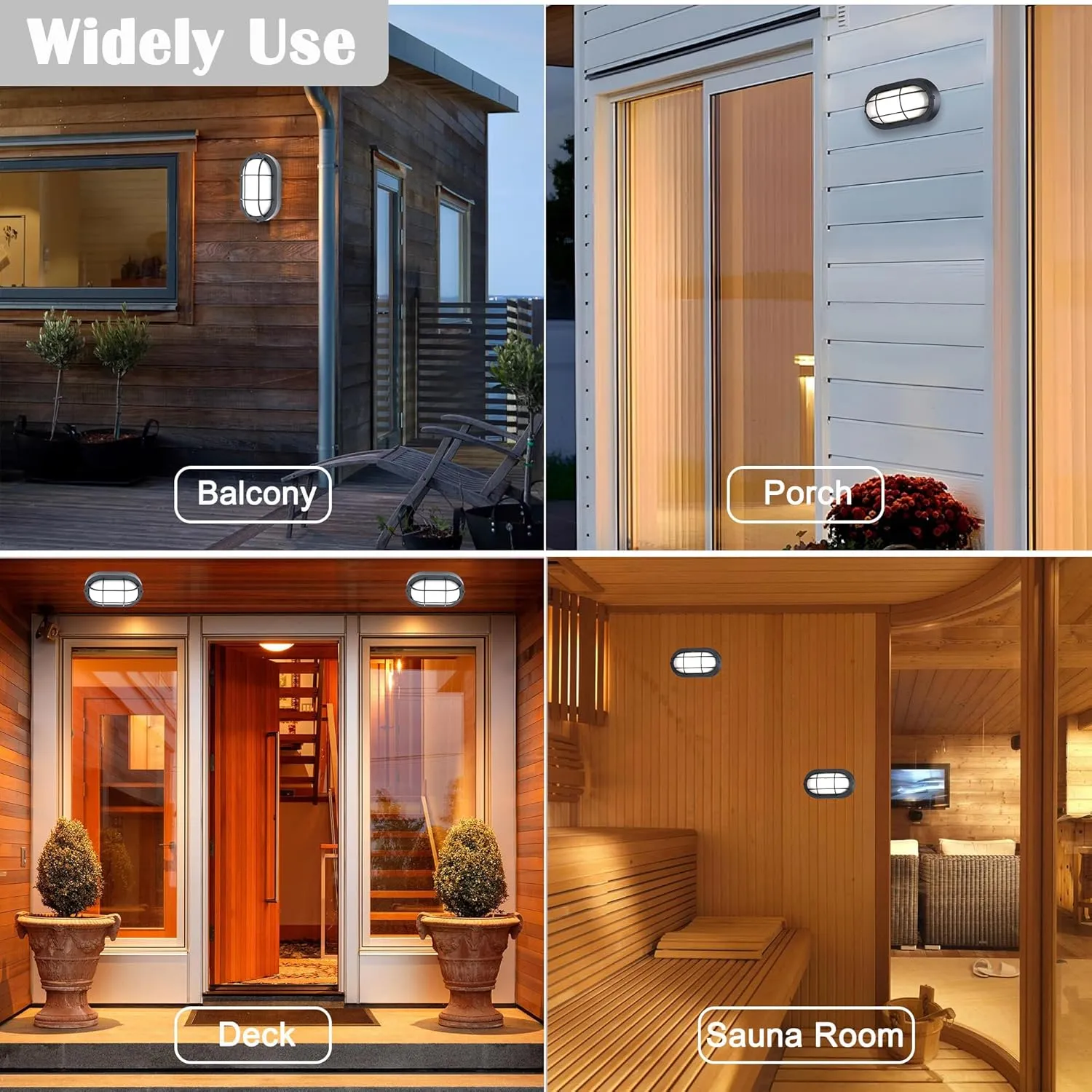 Outdoor LED Bulkhead Light Worked as Outdoor Flush Mount Ceiling Light, Wall Lantern, 6W 520Lumens 5000K Daylight, Dimmable, Aluminum Housing, Black 2 Pack