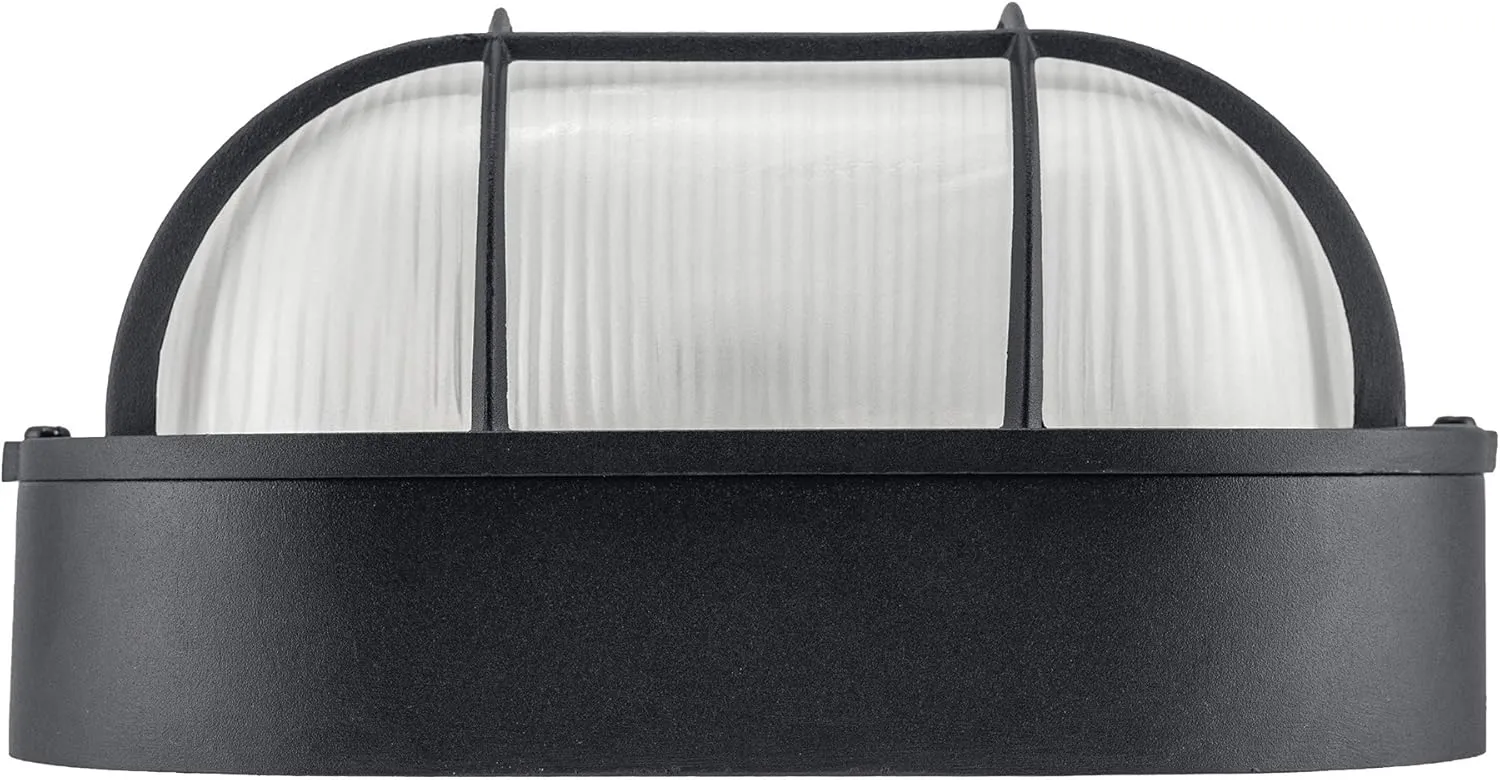 Outdoor LED Bulkhead Light Worked as Outdoor Flush Mount Ceiling Light, Wall Lantern, 6W 520Lumens 5000K Daylight, Dimmable, Aluminum Housing, Black 2 Pack