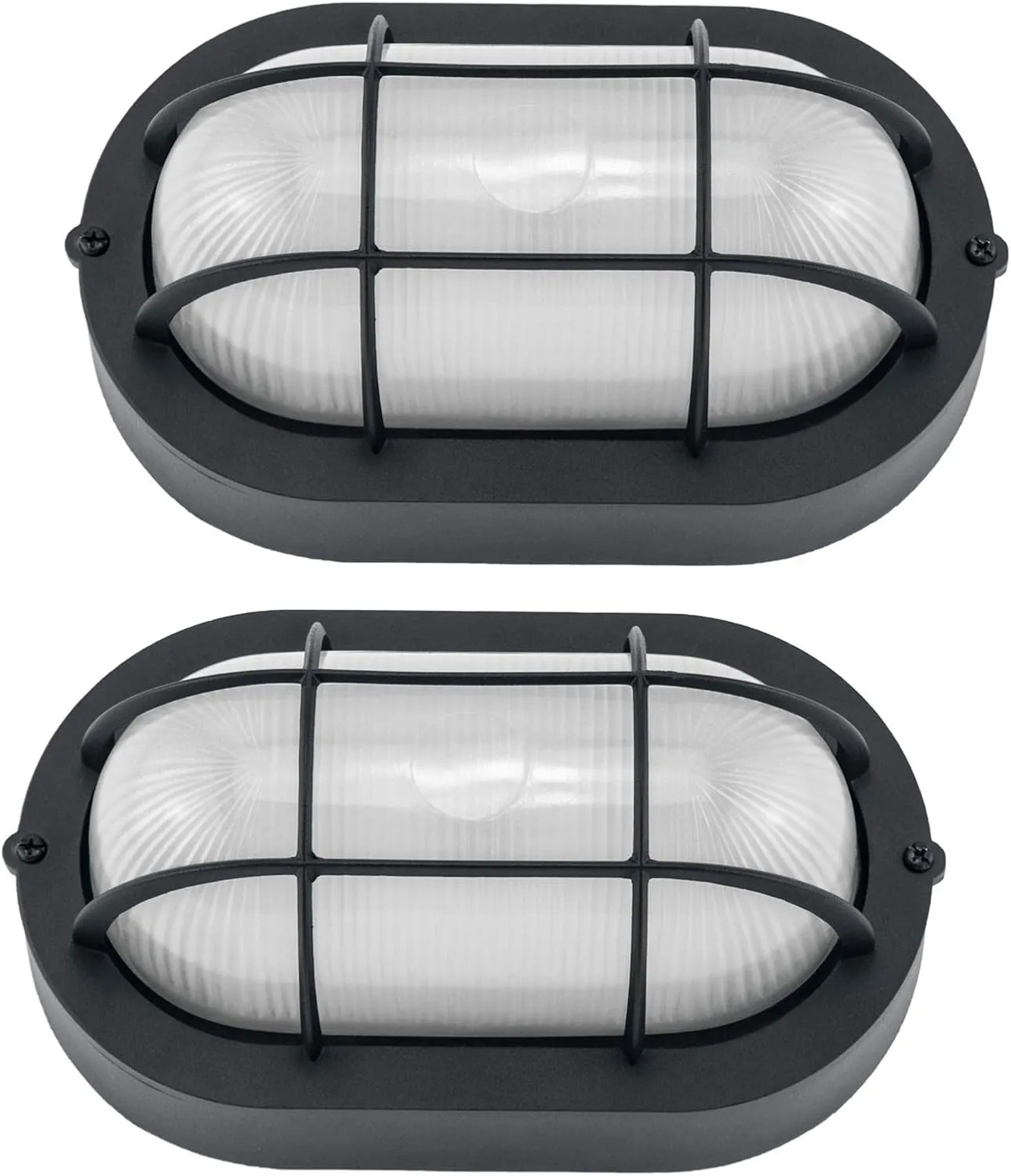 Outdoor LED Bulkhead Light Worked as Outdoor Flush Mount Ceiling Light, Wall Lantern, 6W 520Lumens 5000K Daylight, Dimmable, Aluminum Housing, Black 2 Pack