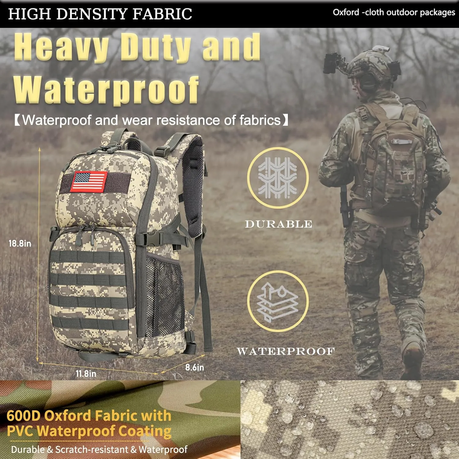 outdoor plus Camo Backpack for School,30L/40L Military Boys Backpack for Elementary Middle School, Army Day Pack for Outdoor