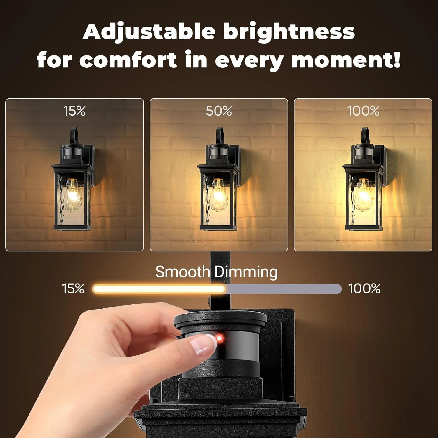 Outdoor Porch Light with GFCI Outlet, Black Motion Sensor Exterior Lighting Fixtures Wall Mount for House with Water Ripple Glass, Anti-Rust Waterproof Outdoor Wall Sconce Lantern for Garage