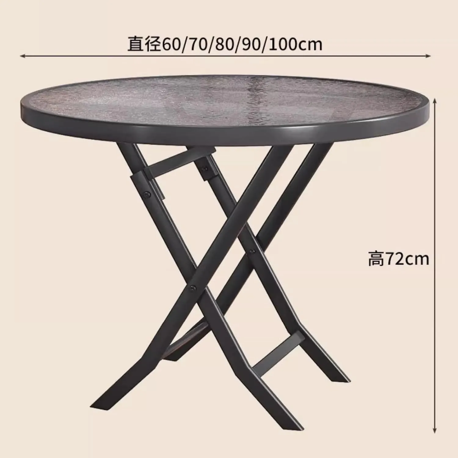 Outdoor Portable Camping Table, Portable Aluminum Picnic Table, Stable Solid Glass Folding Table, Foldable Roll-up Table with Handle for Indoor, Backyard, BBQ, Patio(Clear,70cm)