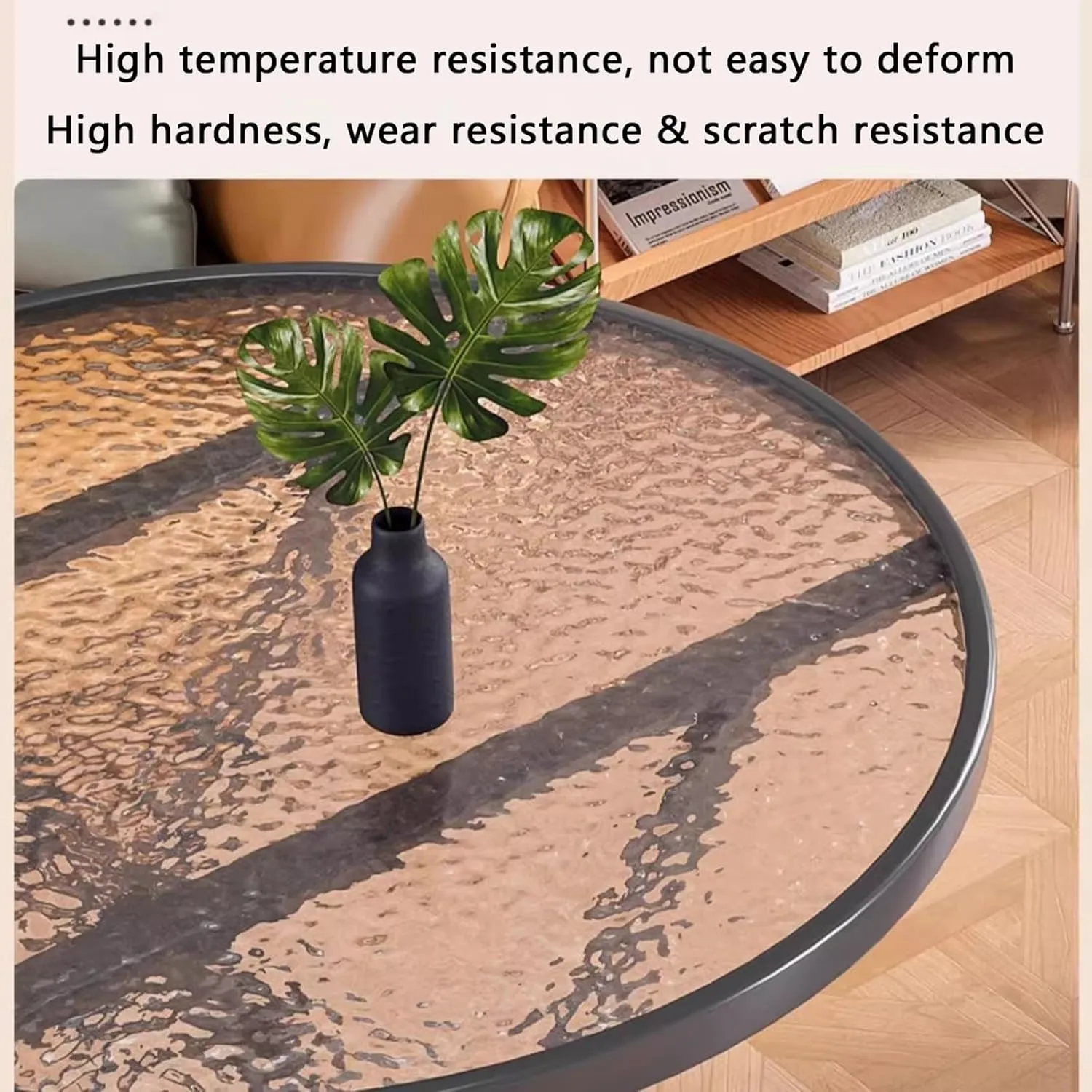 Outdoor Portable Camping Table, Portable Aluminum Picnic Table, Stable Solid Glass Folding Table, Foldable Roll-up Table with Handle for Indoor, Backyard, BBQ, Patio(Clear,70cm)