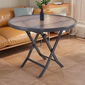 Outdoor Portable Camping Table, Portable Aluminum Picnic Table, Stable Solid Glass Folding Table, Foldable Roll-up Table with Handle for Indoor, Backyard, BBQ, Patio(Clear,70cm)