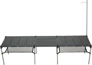 Outdoor Portable Folding Camp Kitchen Table, Folding Dining Table for Travel Party Picnic-with Light Pole, Freely Combinable Outdoor Cooking Table (Color : Set 2)