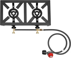 Outdoor Propane Stove, Two Independent Burners With 6800-8000W Power, Stable Legs & Large Cooking Surface (18.9x9.84in), Ideal for Camping & Hunting