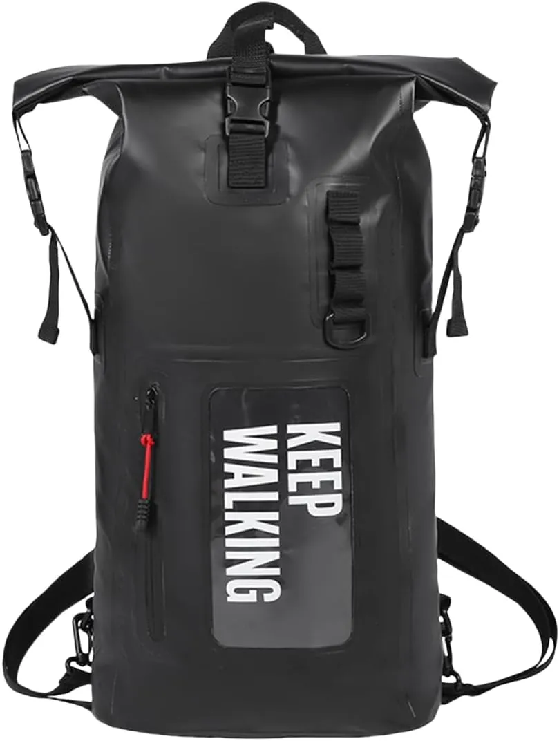 Outdoor PVC Waterproof Dry Backpack Water Floating Bag Roll Top Sack, Dry Bags for Kayaking Waterproof Flotation 30L (Black,30L)