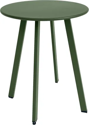 Outdoor Side Table, Weather Resistant Patio Small Side Table Outdoor Indoor Round Metal Steel Small Side Table, Waterproof End Table for Garden Balcony Yard, Dark Green