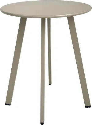 Outdoor Side Table, Weather Resistant Patio Small Side Table Outdoor Indoor Round Metal Steel Small Side Table, Waterproof End Table for Garden Balcony Yard, Grey White