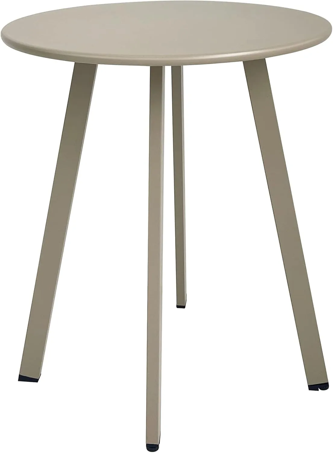 Outdoor Side Table, Weather Resistant Patio Small Side Table Outdoor Indoor Round Metal Steel Small Side Table, Waterproof End Table for Garden Balcony Yard, Grey White