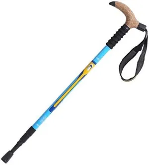 Outdoor T-Handle Trekking Pole,Telescopic Carbon Ultra-Light Folding Trekking Pole,Three-Section Interlocking Telescopic,for Hiking,Camping,Mountaining