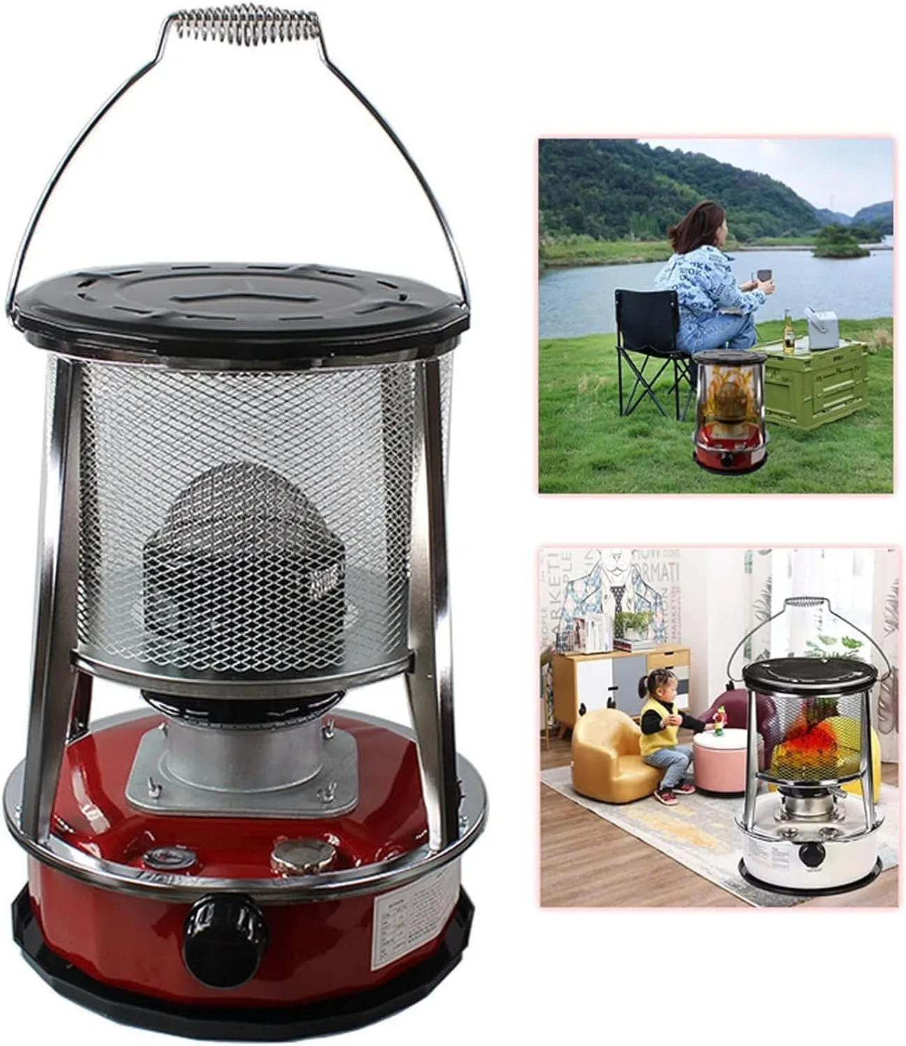 Outdoor Tent Kerosene Stove Stainless Steel Camping Oil Heaters Patio Emergency Heater For Camping Hiking Picnic Efficient Without (Size : 4.6L/Red)