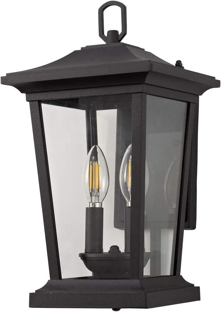 Outdoor Wall Lantern, Exterior Waterproof Wall Sconce Light Fixture, Black Anti-Rust Outside Porch Sconce Lights with Clear Glass