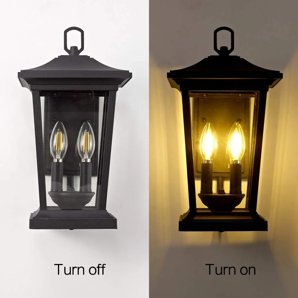 Outdoor Wall Lantern, Exterior Waterproof Wall Sconce Light Fixture, Black Anti-Rust Outside Porch Sconce Lights with Clear Glass