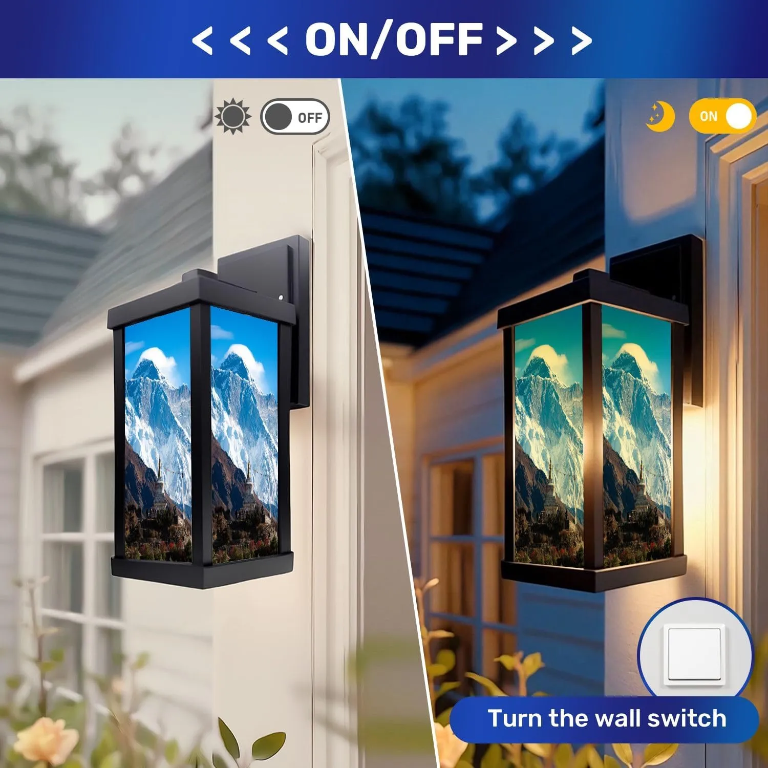 Outdoor Wall Light Fixtures Mt Everest Cloud Tibet Temple EBC Trekking Trip Exterior Waterproof Wall Sconce Lantern with Acrylic Shades Anti-Rust Lamp for Patio Doorway Garage