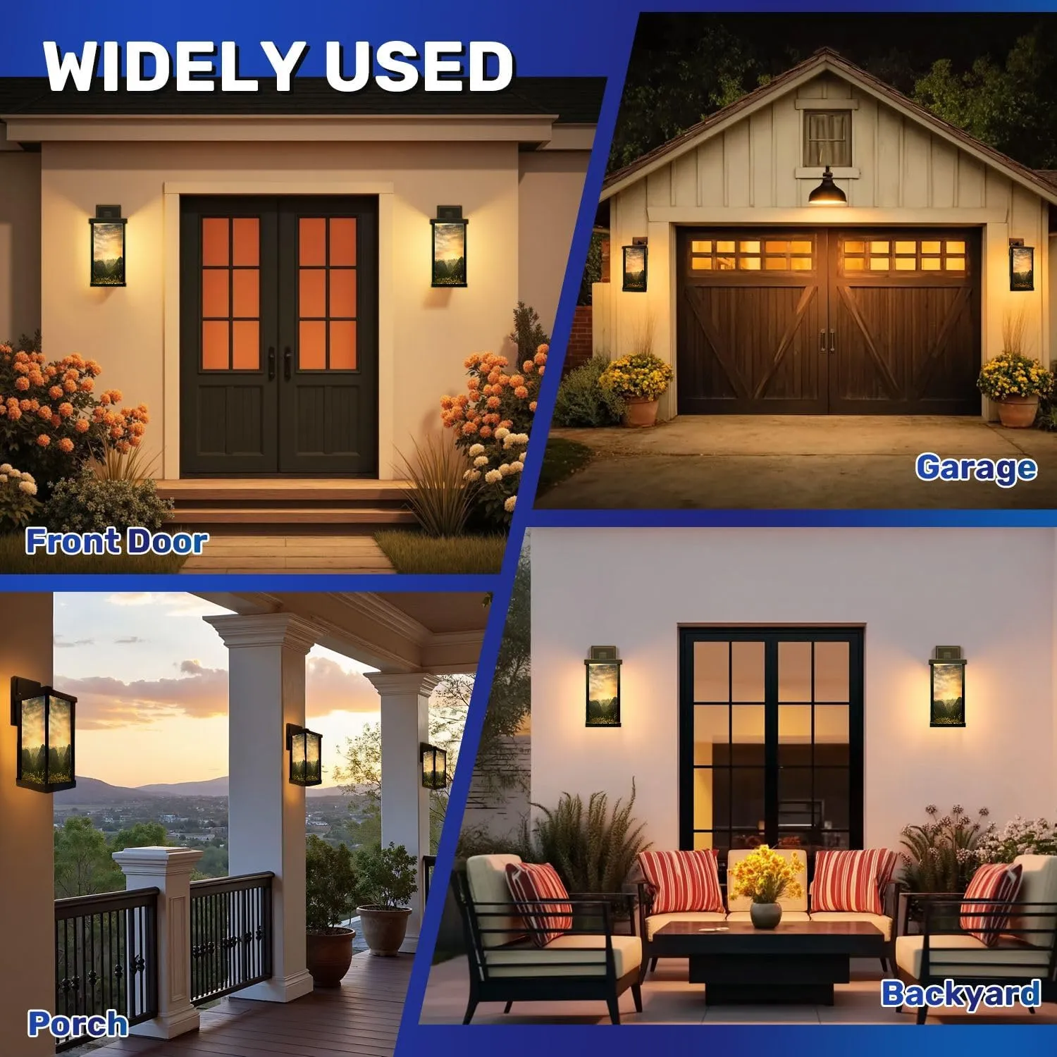 Outdoor Wall Light Fixtures Sunset Karst Landscape Cat Ba Island Vietnam Exterior Waterproof Wall Sconce Lantern with Acrylic Shades Anti-Rust Lamp for Patio Doorway Garage