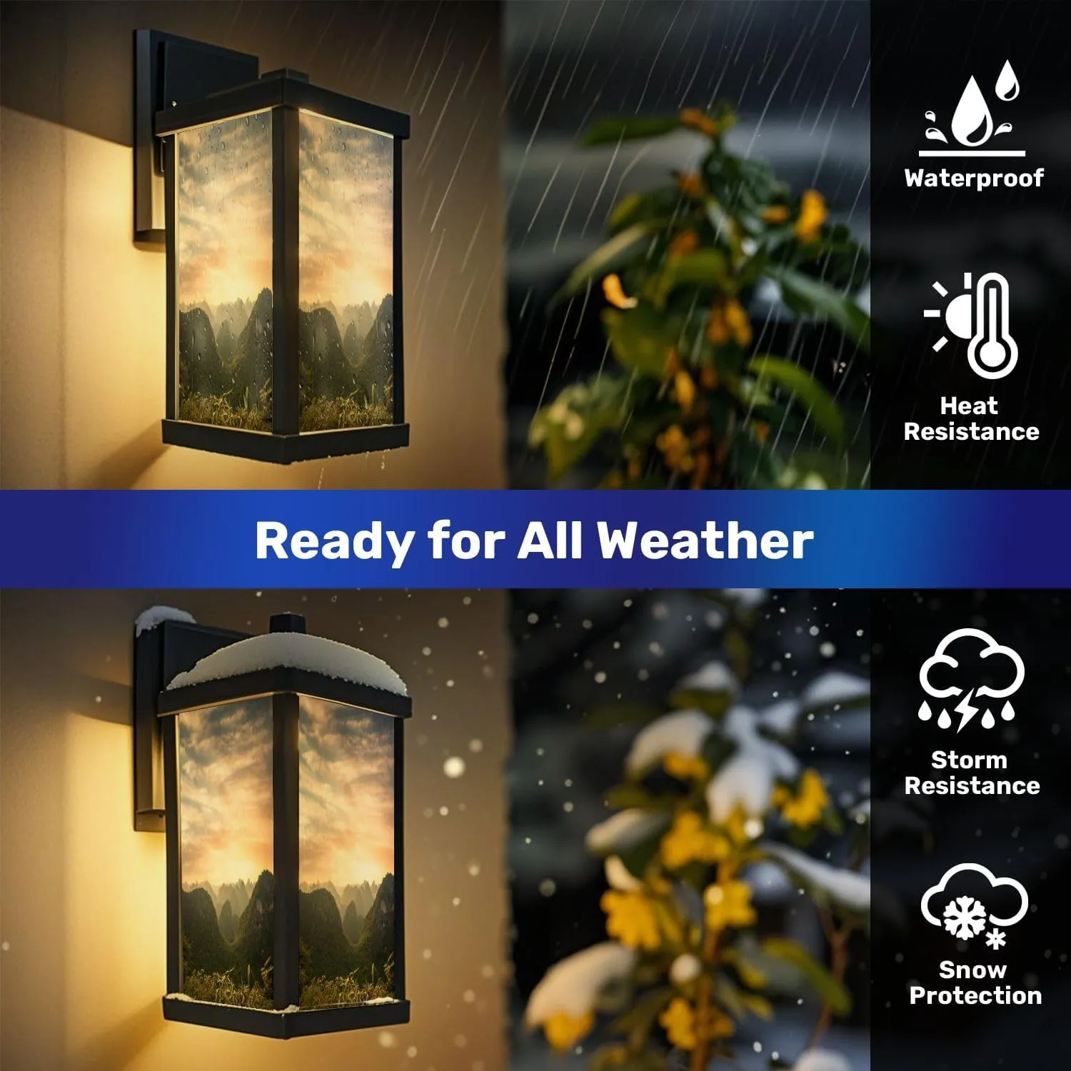 Outdoor Wall Light Fixtures Sunset Karst Landscape Cat Ba Island Vietnam Exterior Waterproof Wall Sconce Lantern with Acrylic Shades Anti-Rust Lamp for Patio Doorway Garage