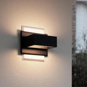 Outdoor Wall Sconce LED Up Down Wall Mount Lamp Modern Wall Exterior Lighting Fixture Porch Front Door Garden Yard Patio Waterproof Aluminum Black Lantern